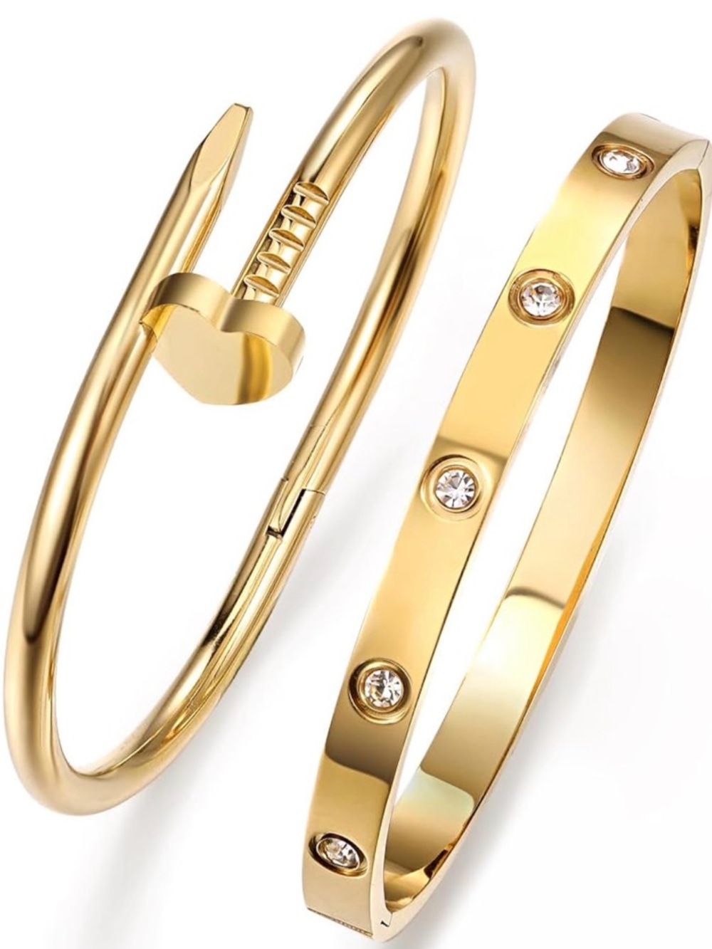Gold Nail Bangle Bracelet 14kt plated